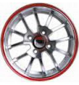 Yuki 405  5.5*13  4*100 ET35 73.1 Gunmetal machine face wiht red ring(2GM4-RR)