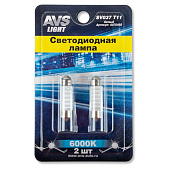 Автолампа AVS светодиод SV037 T11/белый/ (SV8,5) 6SMD 2835, 36 мм.