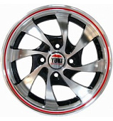 Yuki 802  5.5*13  4*98 ET35 58.6 Machine face with red line lip (S4-RR)