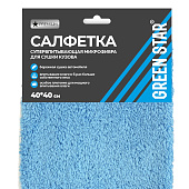 Салфетка из микрофибры супервпитывающая 40*40см Green Star синяя с белым