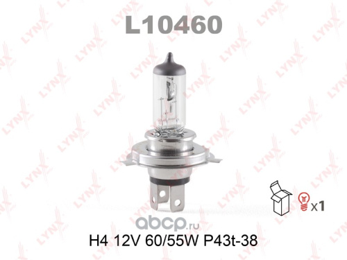 Автолампа LYNXauto H4 12V 60/55W P43T-38 L10460