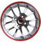 Yuki 405  5.5*13  4*100 ET35 73.1 Gunmetal machine face wiht red ring(2GM4-RR)