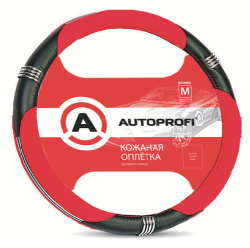 Оплетка AUTOPROFI LUXURY (черн/красн.) AP-1010 BK/RD (M)